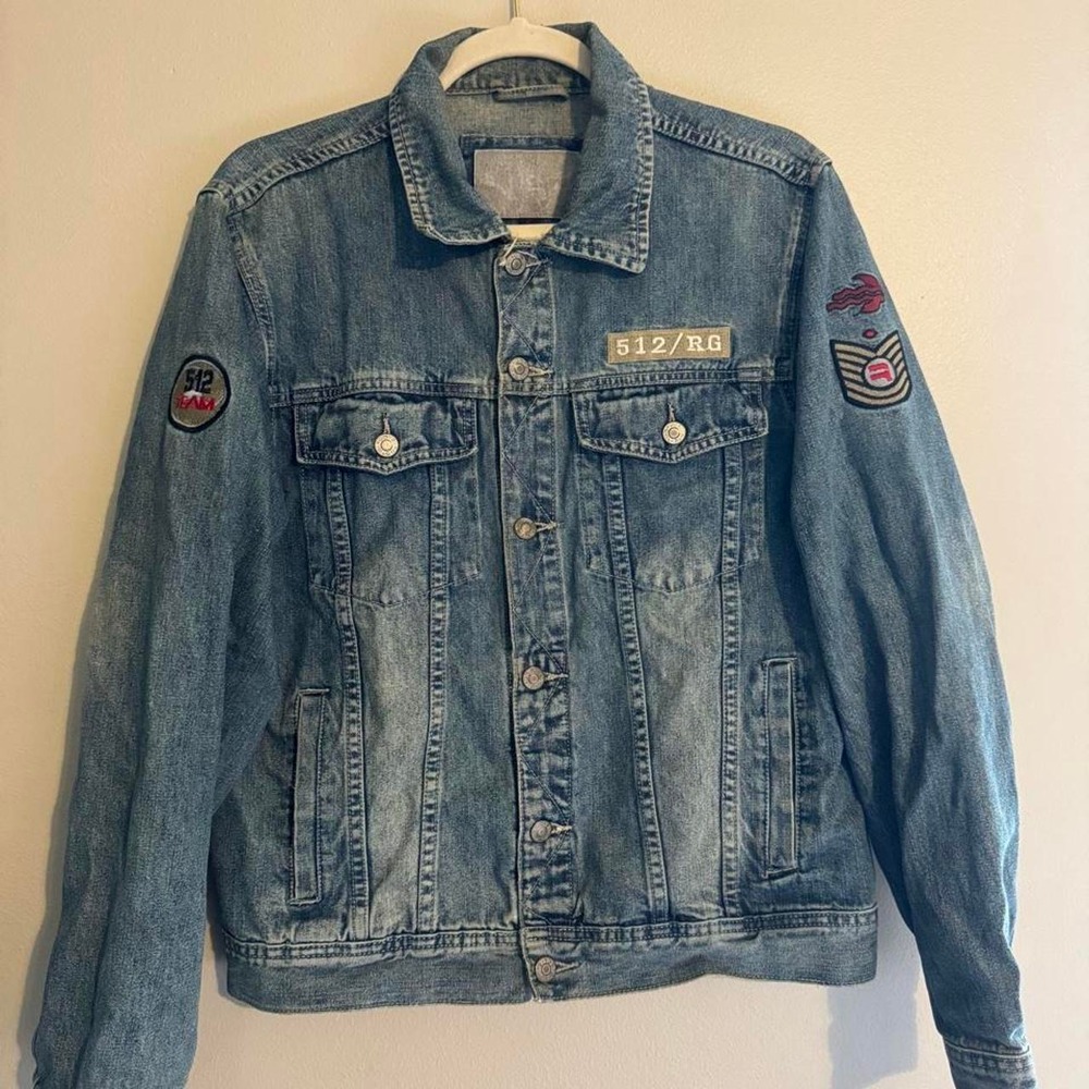Vintage Blue denim jacket with patches and embroidered details
